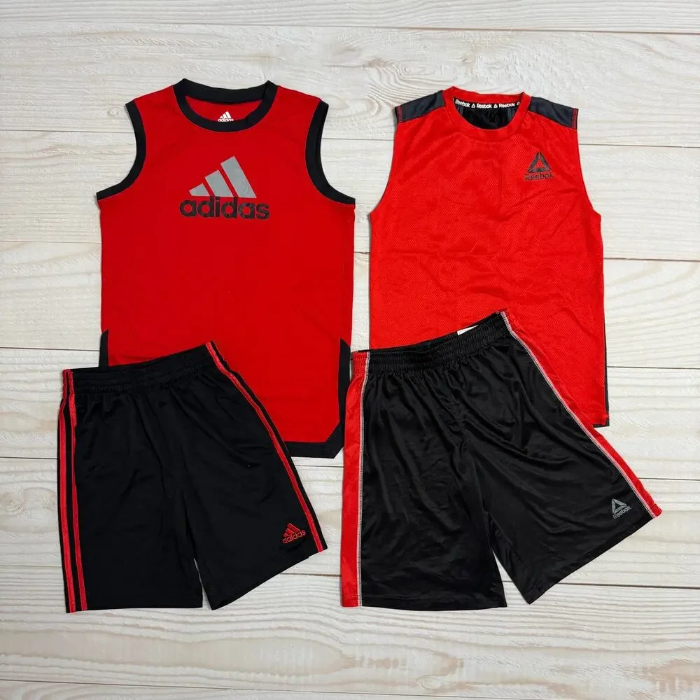 Adidas Reebok Boys M 10-12 Athletic Tank Top Shirt Short Lot Of 4 Summer Outfit